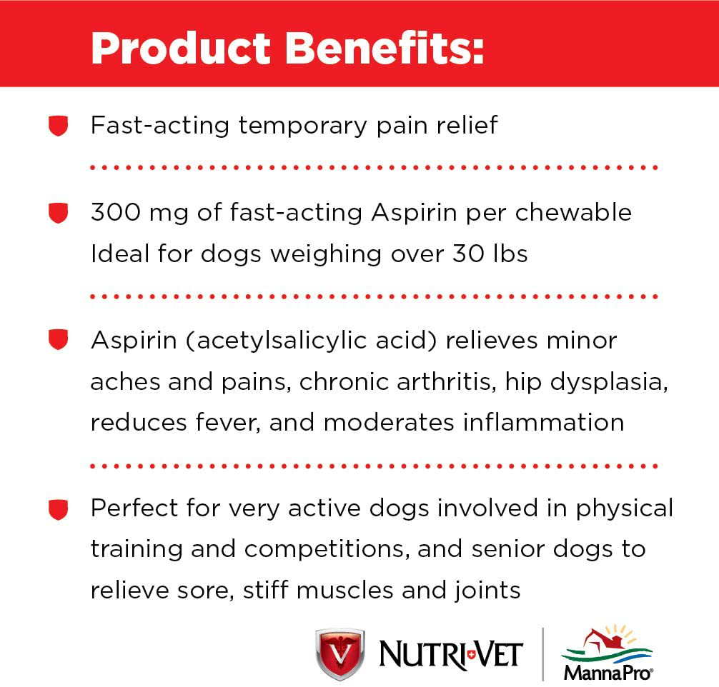 Nutri-Vet Aspirin Chewables for Large Dogs, 75 Count - Pack of 2 Animals & Pet Supplies > Pet Supplies > Bird Supplies > Bird Treats Nutri-Vet   