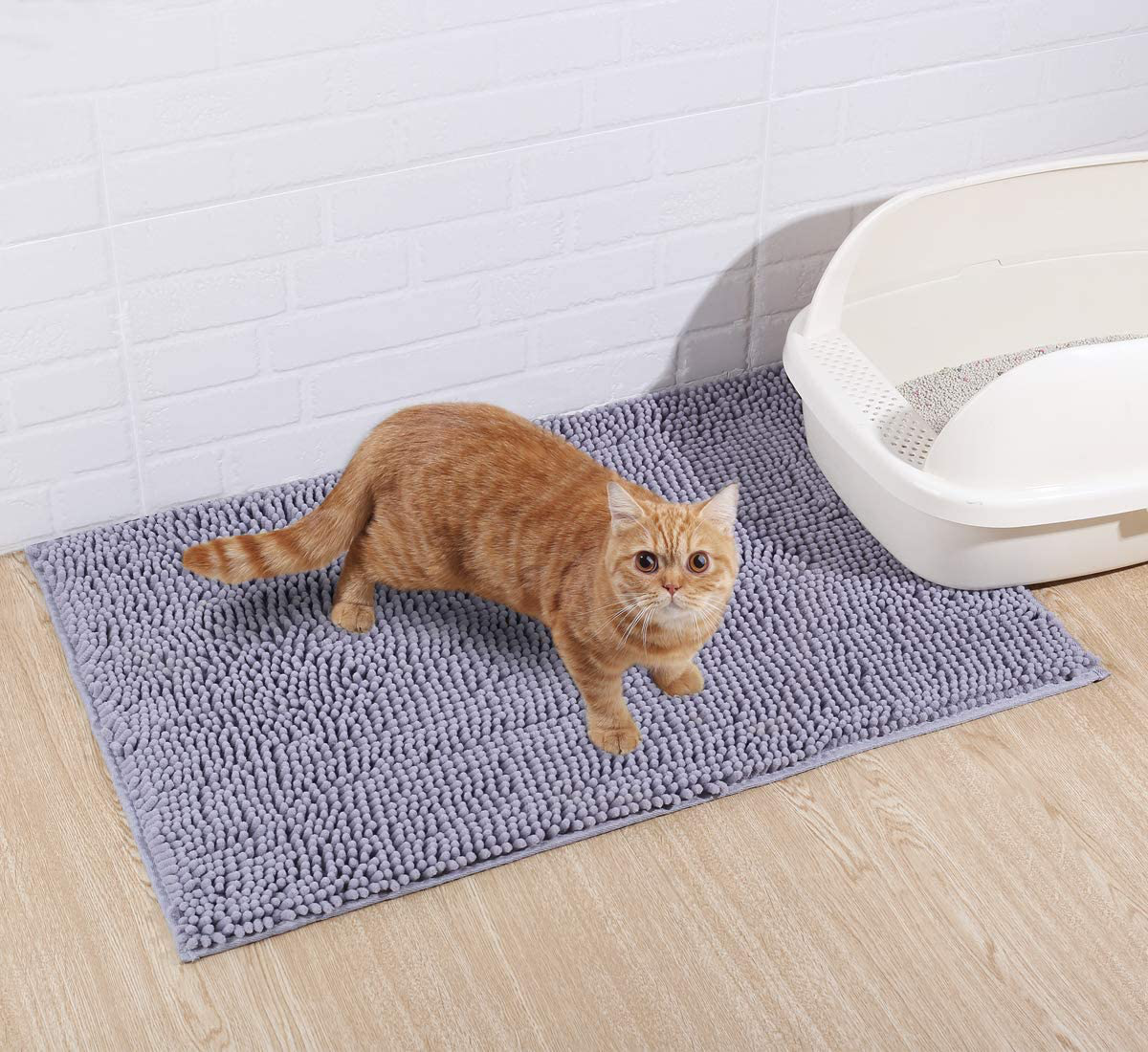 Vivaglory 3D Design Microfiber Cat Litter Mats Trap All Kind of Litter, 31"× 20" or 35"× 25" Large Litter Mat with Waterproof Back, Super Soft to Walk On, Machine Washable Animals & Pet Supplies > Pet Supplies > Cat Supplies > Cat Litter Box Mats Vivaglory   