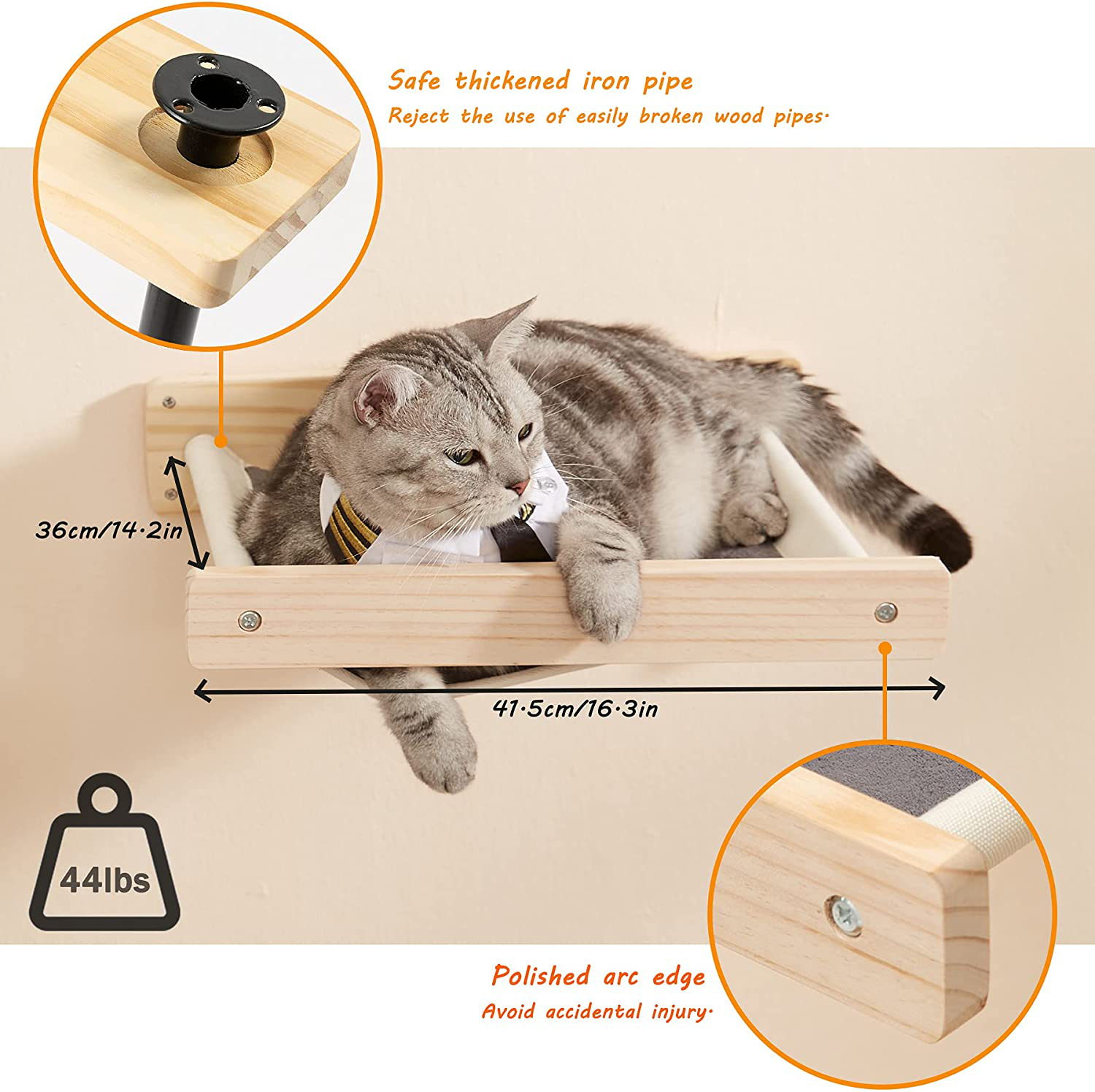 Solid Wooden Cat Wall Furniture, Cat Wall Shelves, Cat Hammock for Wall, Cat Steps Wall Mounted, Cat Bed for Wall Indoor Animals & Pet Supplies > Pet Supplies > Cat Supplies > Cat Furniture Generic   