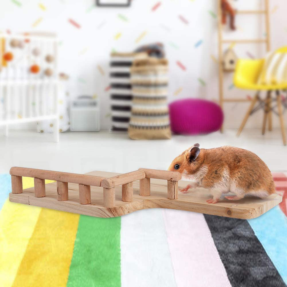 Eecoo Birdcage Stands Hamster Climbing Platform, Wooden Rest Platform with Railing Small Pet Wooden Toys for Guinea Pig Chinchilla Small Animals Climbing Animals & Pet Supplies > Pet Supplies > Bird Supplies > Bird Cages & Stands eecoo   