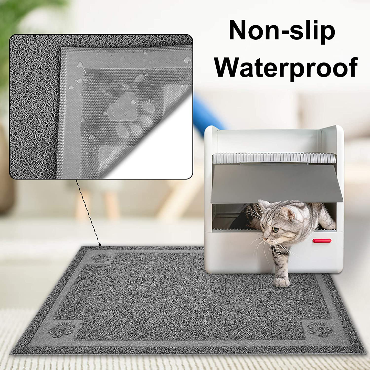 UPSKY Large Cat Litter Mat Trapper 35.5"×23.5" Traps Litter from Box and Paws Scatter Control for Litter Box Soft on Sensitive Kitty Paws Easy to Clean Durable Animals & Pet Supplies > Pet Supplies > Cat Supplies > Cat Litter Box Mats UPSKY   