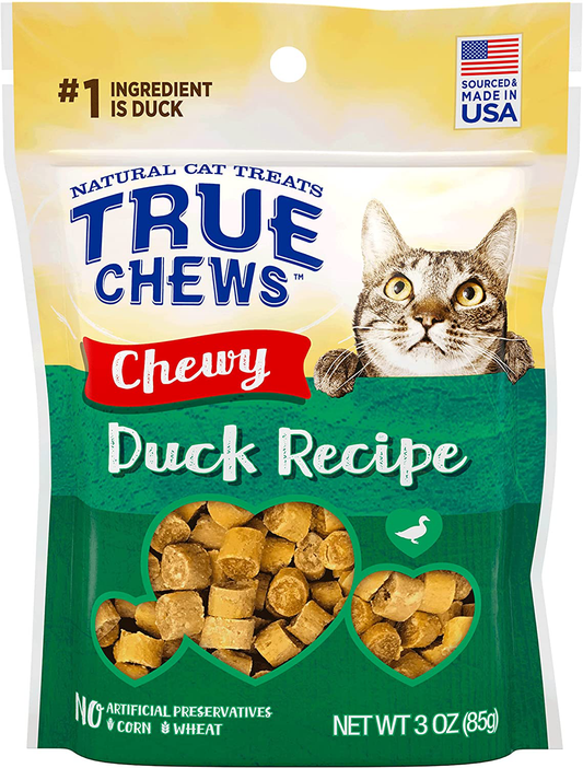 True Chews Natural Cat Treats Chewy Duck Recipe, 3 Oz
