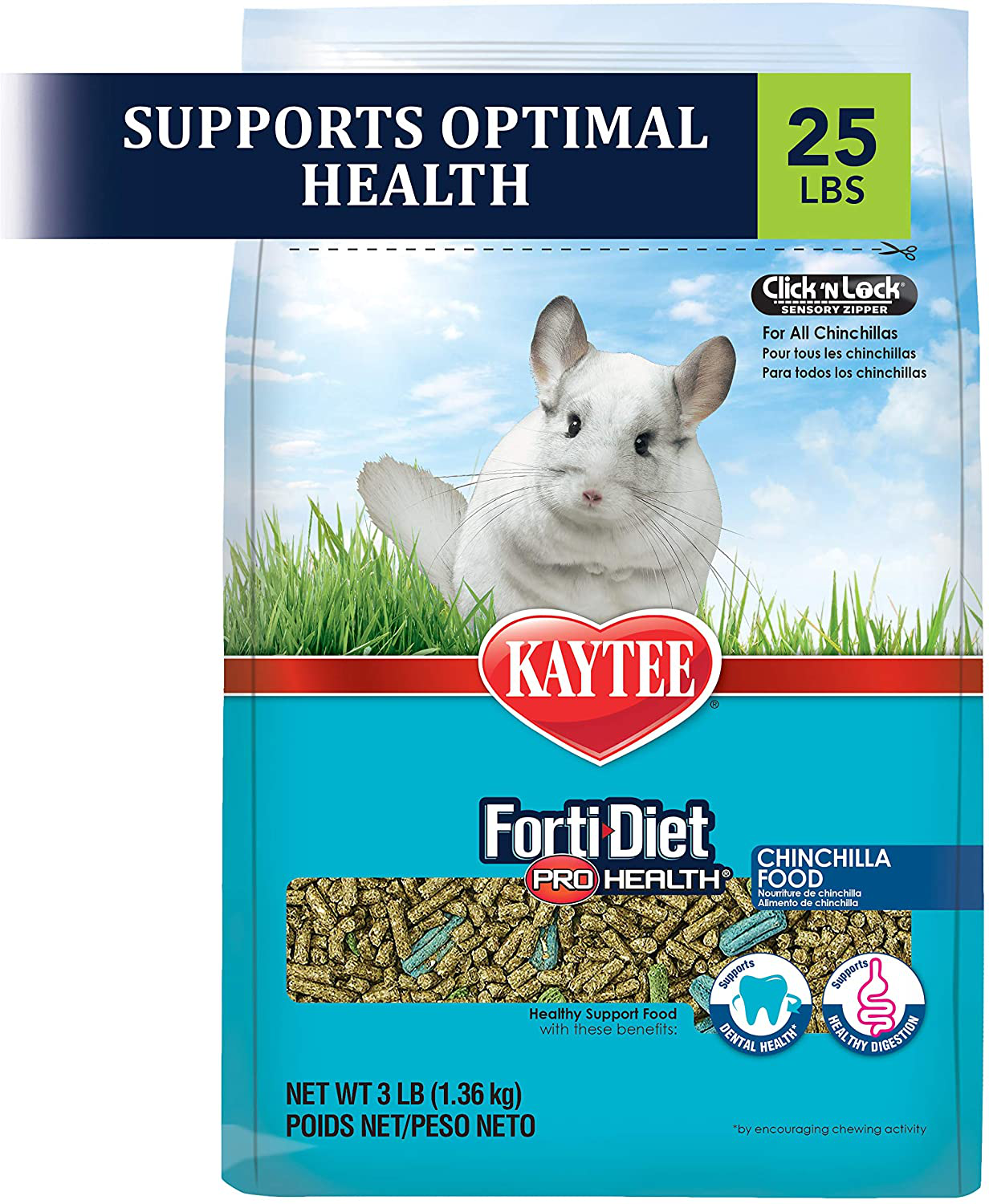 Kaytee Forti Diet Pro Health Small Animal Food for Chinchillas, 25-Pound