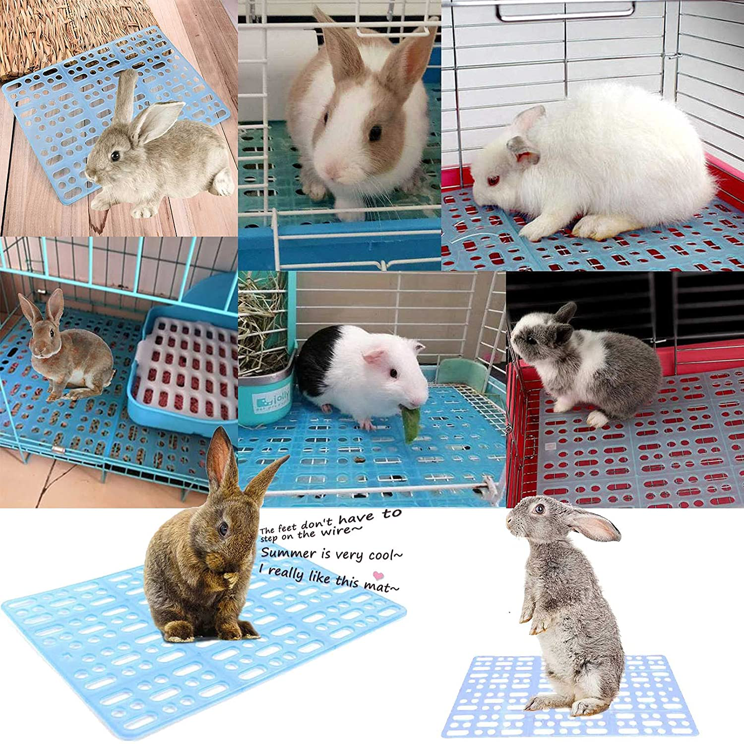 Kathson Rabbit Cage Mats Bunny Plastic Floor Pads Small Animal Feet Pad Pet Grass Woven Bed Mat Hamster Bedding Nest Chew Toy Cleaning Tool for Rat Chinchilla Guinea Pig 7PCS Animals & Pet Supplies > Pet Supplies > Small Animal Supplies > Small Animal Bedding kathson   