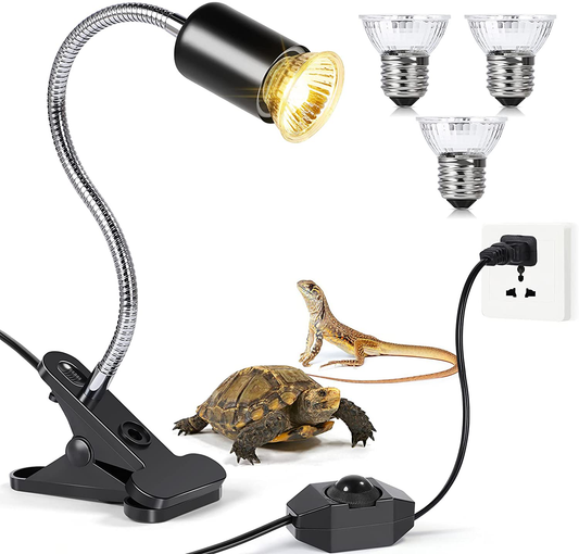 Jomddems Reptile Heat Lamp,Uvb Reptile Light with Holder&Switch,Uva UVB Reptile Lamp with Fixture for Lizard Turtle Snake Amphibian&Aquariaum(3Bulbs Included)(E27,110V) Animals & Pet Supplies > Pet Supplies > Reptile & Amphibian Supplies > Reptile & Amphibian Habitat Heating & Lighting Jomddems Heat Lamp 50w(3 Pack) +Lamp Holder(1 Pack)  