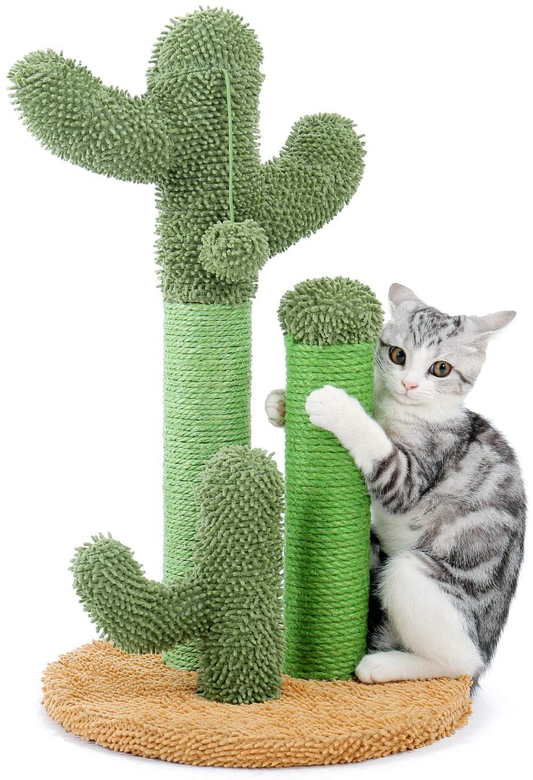 PAWZ Road Cat Scratching Post Cactus Cat Scratcher Featuring with 3 Scratching Poles and Interactive Dangling Ball Animals & Pet Supplies > Pet Supplies > Cat Supplies > Cat Beds PAWZ Road Medium-23"  