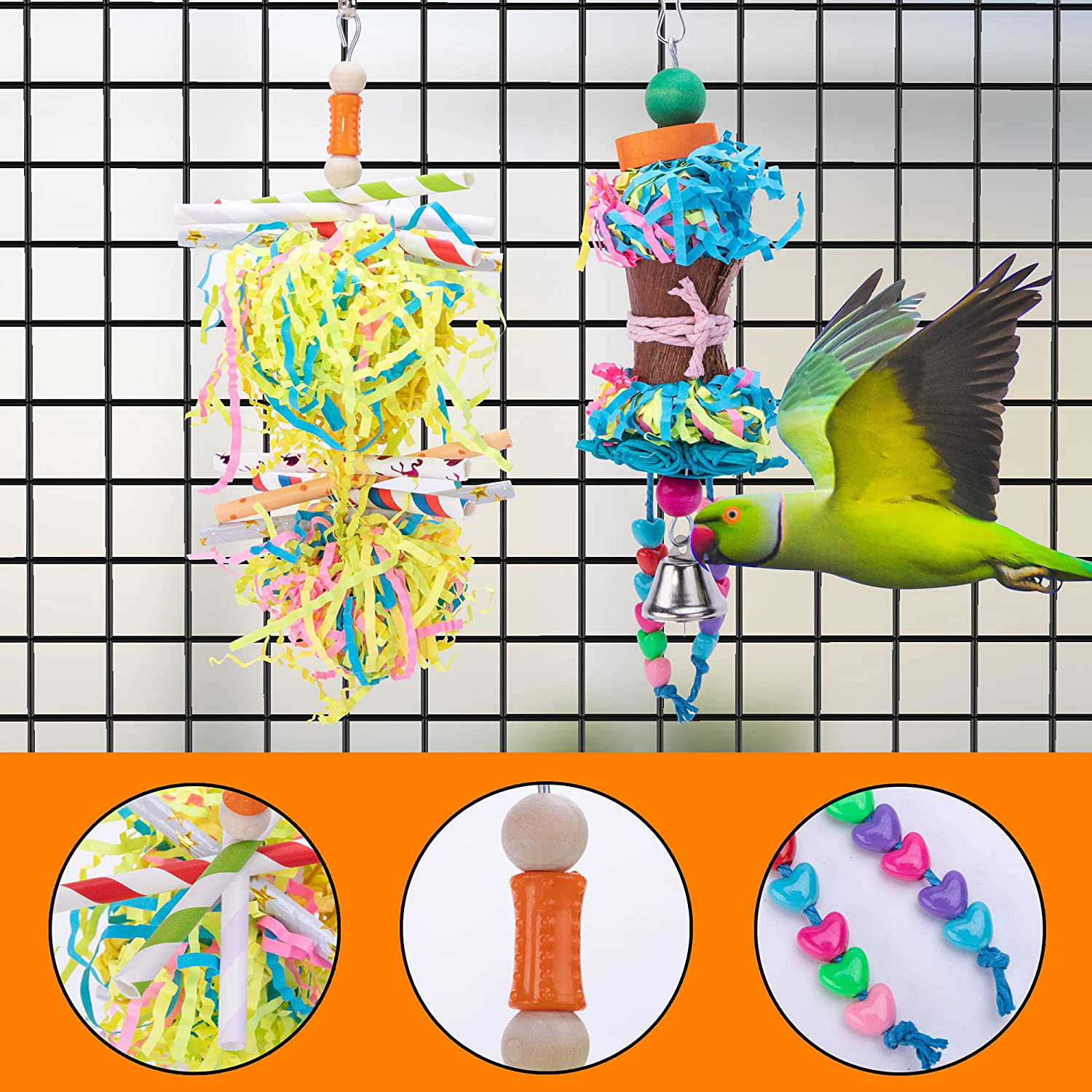 Deloky 6PCS Bird Shredding Toys Bird-Parakeet Chewing Toys Parrot Shredder Toys Bird Foraging Toys-Bird Cage Accessories for Small Medium Parrots Lovebird Cockatiel Conure African Grey Animals & Pet Supplies > Pet Supplies > Bird Supplies > Bird Toys Deloky   