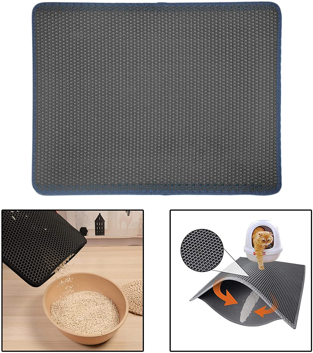 Magideal Honeycomb Cat Litter Mat Washable Non-Slip Rug Carpet Easy Clean Waterproof Litter Boxes Kitty Litter Trapping Mat Double Layer Cat Litter Pad Animals & Pet Supplies > Pet Supplies > Cat Supplies > Cat Litter Box Mats MagiDeal   