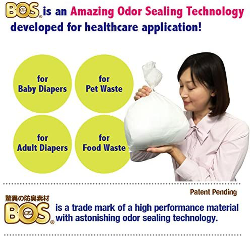 BOS Amazing Odor Sealing Disposable Bags for Diapers, Pet Waste or Any Sanitary Product Disposal -Durable and Unscented (60 Bags) [Size: L, Color: White] Animals & Pet Supplies > Pet Supplies > Dog Supplies > Dog Diaper Pads & Liners BOS(ボス)   