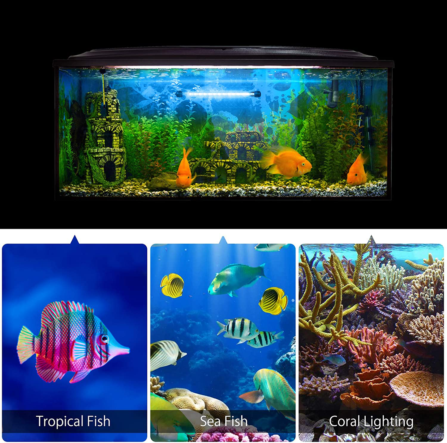 LED Aquarium Light, Underwater RGB LED Lights for Fish Tank, 16 Million Vibrant Colors Choosable Lighting Colors, LED Fish Tank Light with Remote Controller+ APP Control, Upgraded Version