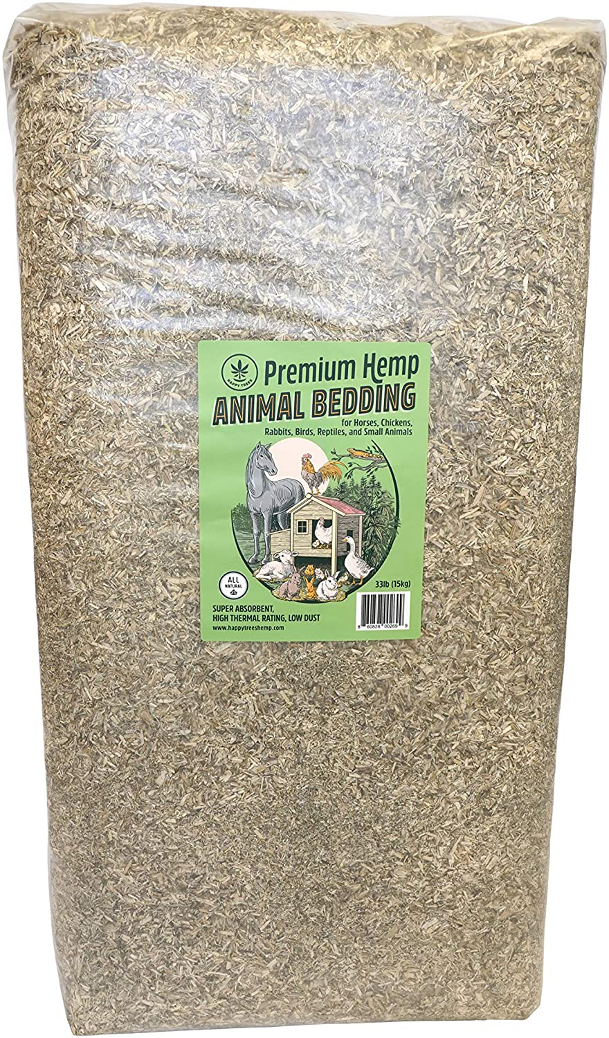 Happy Trees Premium Hemp Animal Bedding for Chicken Coop, Horses, Rabbits, Hamsters, Reptiles, Small Pets - Highly Absorbent, All Natural, Chemical-Free, Low Dust, Eco-Friendly, Animals & Pet Supplies > Pet Supplies > Small Animal Supplies > Small Animal Bedding Happy Trees Hemp 33lb  