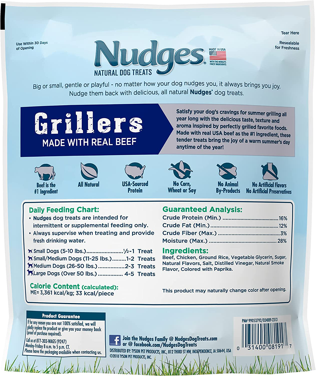 Nudges Natural Dog Treats Grillers Burgers, 16 Oz