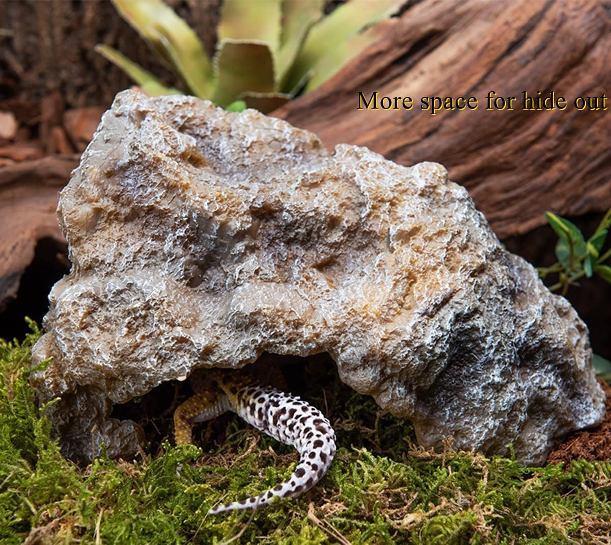 Runxf Reptile Simulation Rock Hideouts Cave Amphibian Hides Resin Habitat Decor Shelter for Gecko Leopard Lizards Toad Turtle Animals & Pet Supplies > Pet Supplies > Reptile & Amphibian Supplies > Reptile & Amphibian Habitat Accessories RunXF   