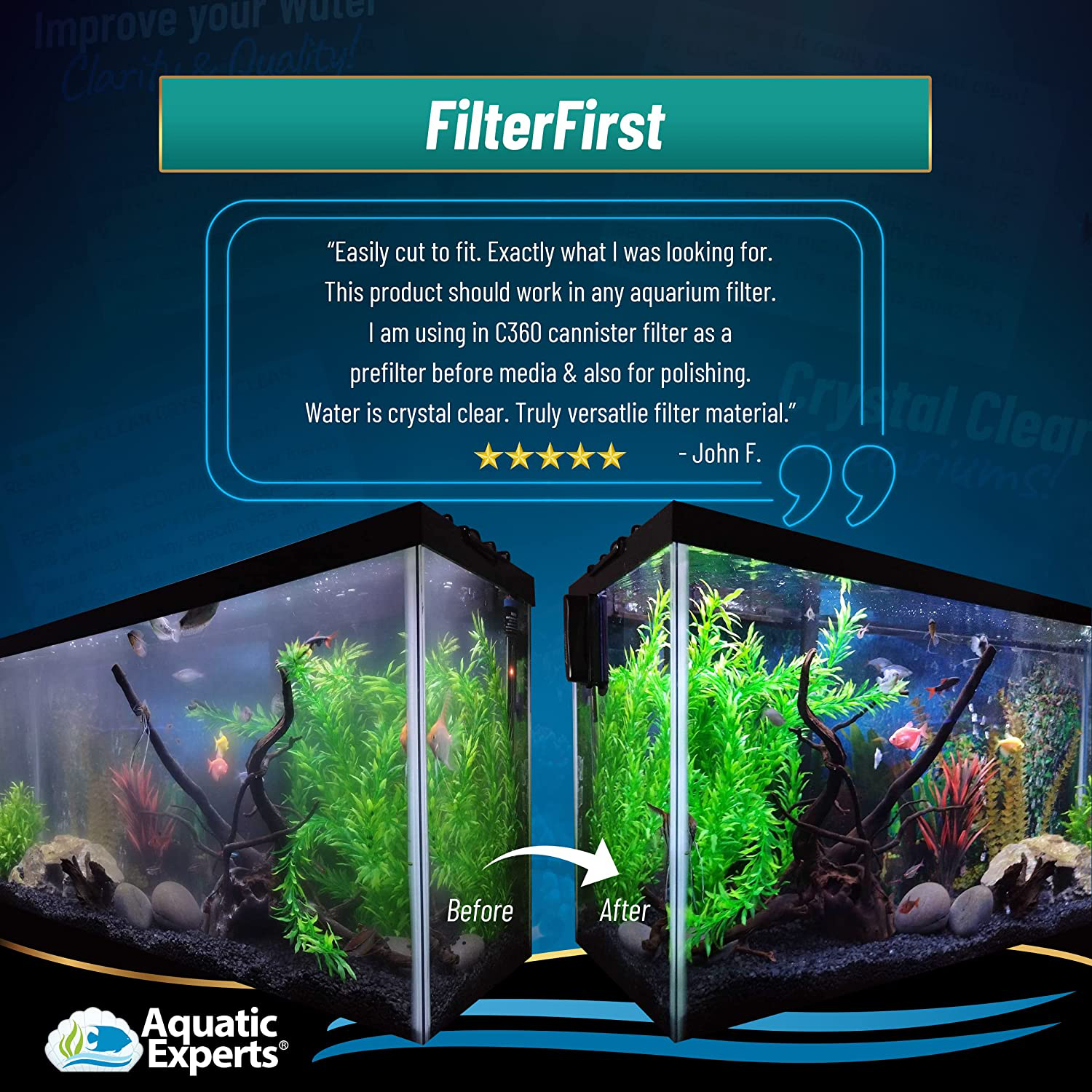 Aquarium Filter Pad - Premium True Dual Density Aquarium Filter Media Roll for Crystal Clear Water Animals & Pet Supplies > Pet Supplies > Fish Supplies > Aquarium Filters Aquatic Experts   