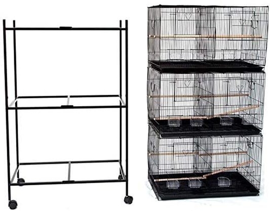 Seny Set of 3 Breeding Bird Carrier Cage with Central Dividor L30Xw18Xh18 on Stand Animals & Pet Supplies > Pet Supplies > Bird Supplies > Bird Cages & Stands Seny Black  