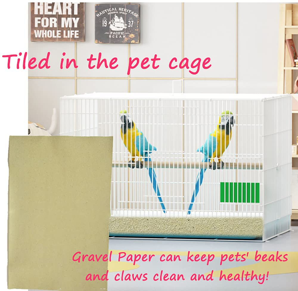 Gravel Paper for Bird Cage,Bird Cage Liner Gravel Paper Special for Bird Cage in Sea Sand-Great for Hard-Billed Birds Safe& Clean & Easy for Improved Digestion Animals & Pet Supplies > Pet Supplies > Bird Supplies > Bird Cage Accessories Firdnyohs   