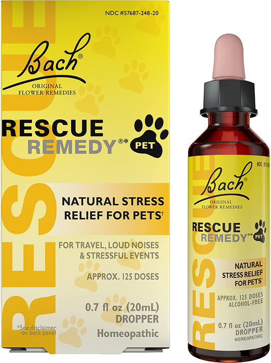 Bach RESCUE REMEDY PET Dropper 20Ml, Natural Stress and Occasional Anxiety Relief, Calming for Dogs, Cats, and Other Pets, Homeopathic Flower Remedy, Thunder, Fireworks and Travel, Sedative-Free Animals & Pet Supplies > Pet Supplies > Bird Supplies > Bird Treats RESCUE   