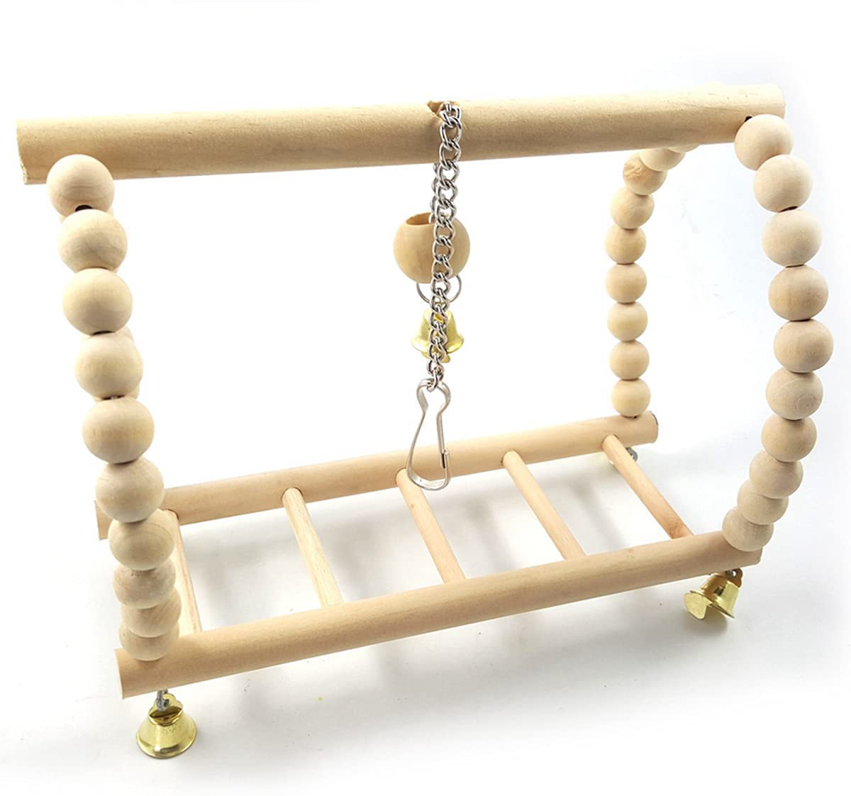 Bird Swing Wood Hanging Bird Toys Parrot Cage Flexible Ladder Bird Hammock Swing Perches Standing Bird Perch Rope Bungee Toy Climbing for Small Medium Parrot Parakeets Conures Cockatiels Animals & Pet Supplies > Pet Supplies > Bird Supplies > Bird Ladders & Perches PetPhindU   