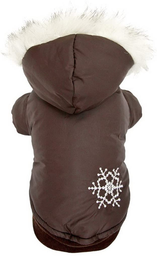 LOVEPET Snowflake Reversible Dog Winter Coat Removable Hoodies Dog Clothes for Small Dogs Animals & Pet Supplies > Pet Supplies > Dog Supplies > Dog Apparel LOVEPET Brown Asia size XL / US size S/M 