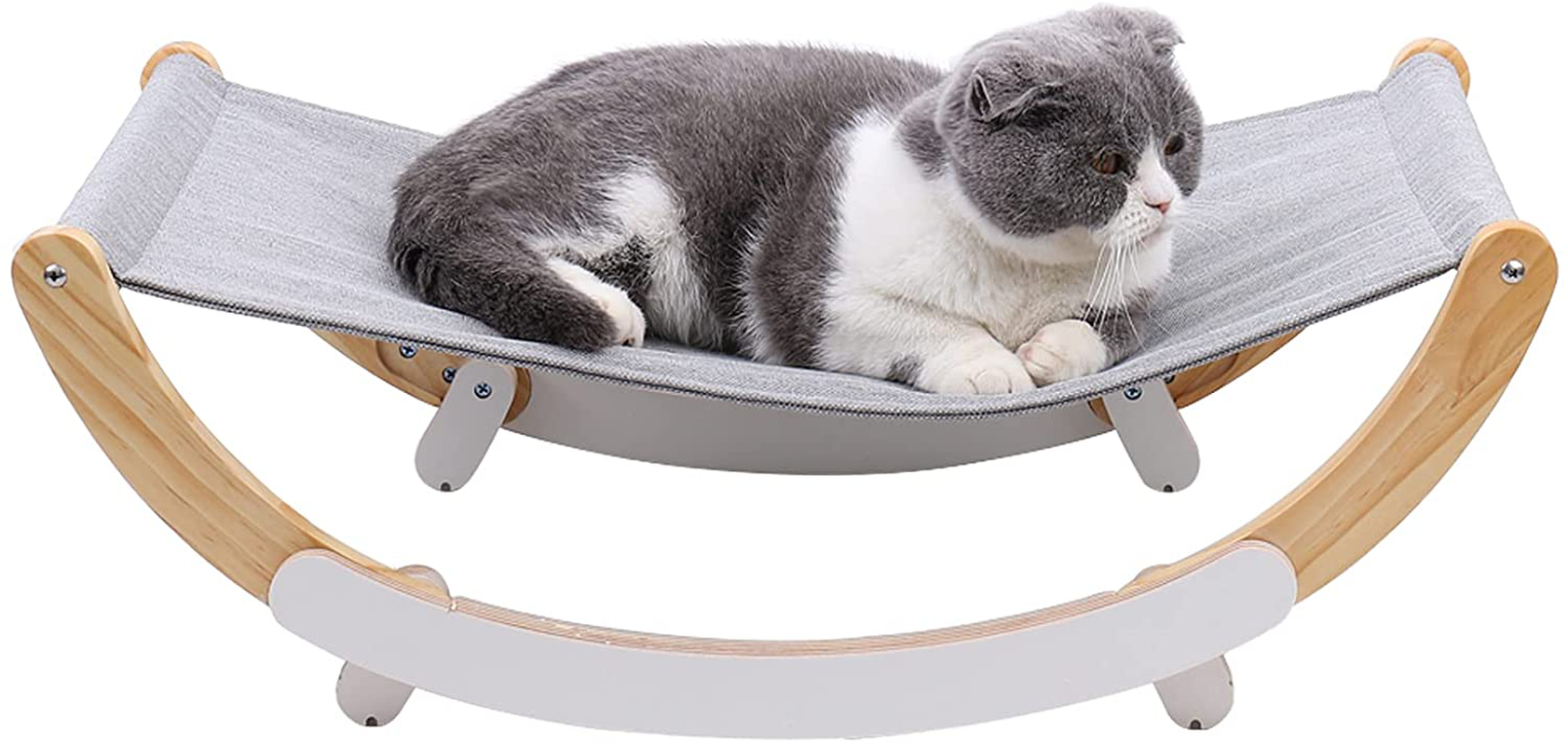 Cat Hammock, Pet Bed, Solid Wood Fancy Kitty Swing, 2 in 1 Chair and Hammocks, Cats Resting Bed with Durable Wooden Frame Animals & Pet Supplies > Pet Supplies > Cat Supplies > Cat Furniture ZAMATE   