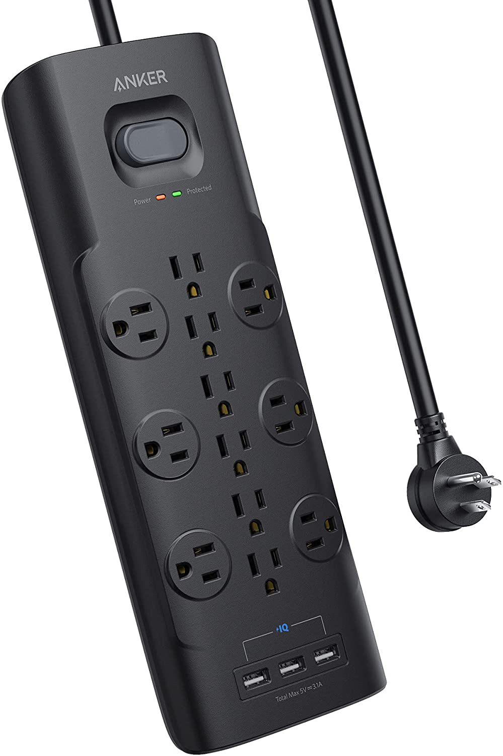 Anker Power Strip Surge Protector, 12 Outlets & 3 USB Ports with Flat Plug, 6Ft Extension Cord, Poweriq for Iphone Xs/Xs Max/Xr/X, Galaxy, for Home, Office, and More (4000 Joules) Animals & Pet Supplies > Pet Supplies > Dog Supplies > Dog Treadmills Anker   