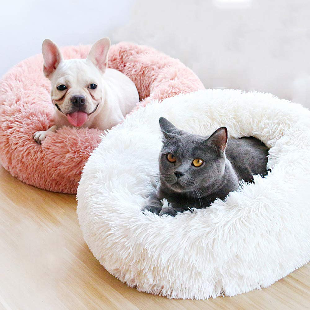 BODISEINT Modern Soft Plush round Pet Bed for Cats or Small Dogs, Mini Medium Sized Dog Cat Bed Self Warming Autumn Winter Indoor Snooze Sleeping Cozy Kitty Teddy Kennel (M(23.6”Dx7.9 H), Pink) Animals & Pet Supplies > Pet Supplies > Dog Supplies > Dog Beds BODISEINT   