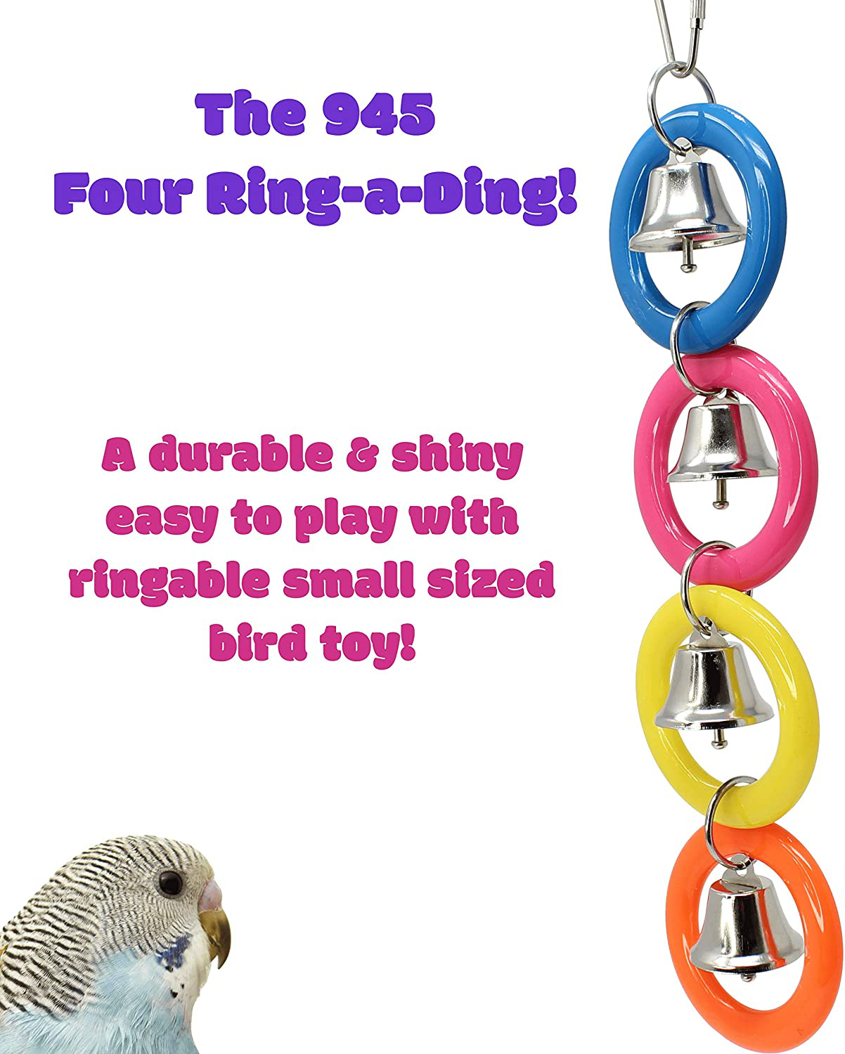 Bonka Bird Toys 945 4 Ring a Ding Bird Toy African Grey Budgie Parakeet Cockatiel Lovebird Cage Parrot Toys