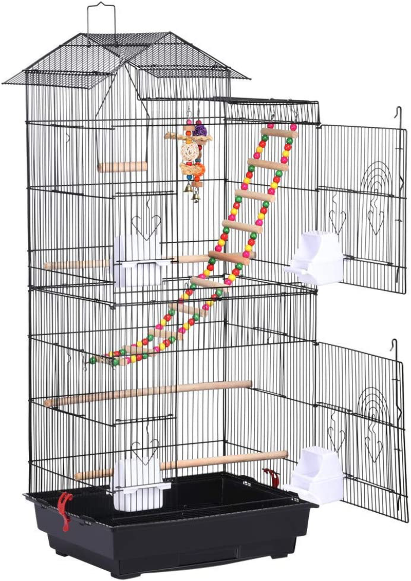 Topeakmart Large Parakeet Bird Cage on Wheels for Budgies Finches Canaries Lovebirds Animals & Pet Supplies > Pet Supplies > Bird Supplies > Bird Cages & Stands Topeakmart   