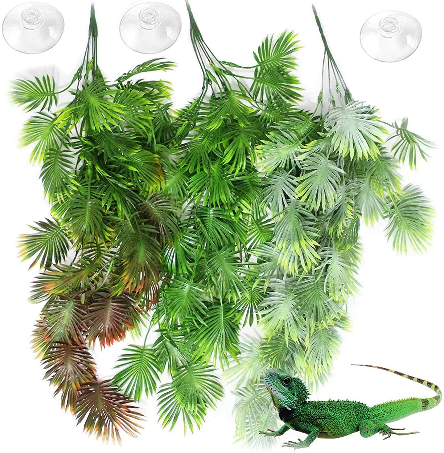 PINVNBY Reptile Plants Hanging Terrarium Plastic Fake Vines Lizards Climbing Decor Pets Tank Habitat Decorations with Suction Cup for Bearded Dragons Geckos Snake Hermit Crab 3PCS Animals & Pet Supplies > Pet Supplies > Reptile & Amphibian Supplies > Reptile & Amphibian Habitat Accessories PINVNBY   