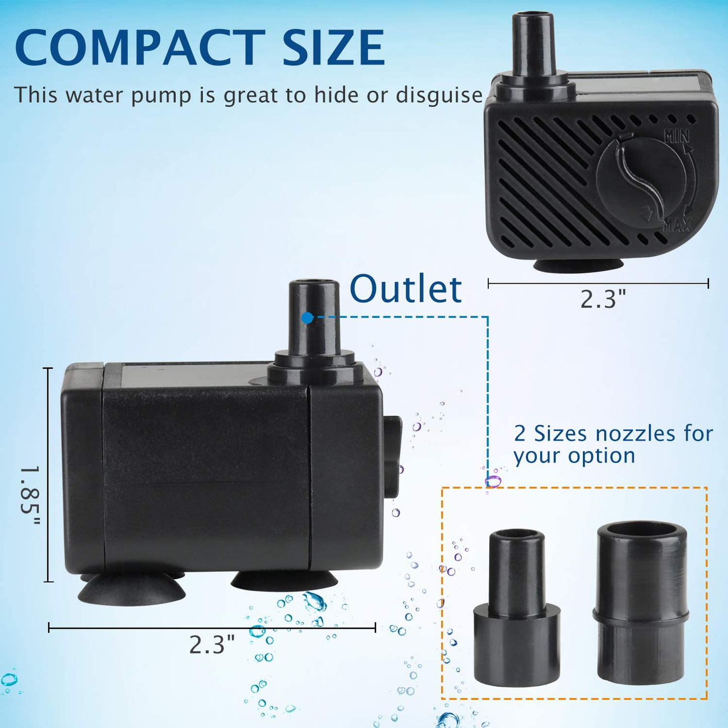 Waterrebirth P-800 Mini Submersible Water Pump, Small Fountain Pump for Pond, Aquariums, Fish Tank, Tabletop Fountain, Pet Fountain, Indoor or Outdoor Fountain Animals & Pet Supplies > Pet Supplies > Fish Supplies > Aquarium & Pond Tubing Water Rebirth   