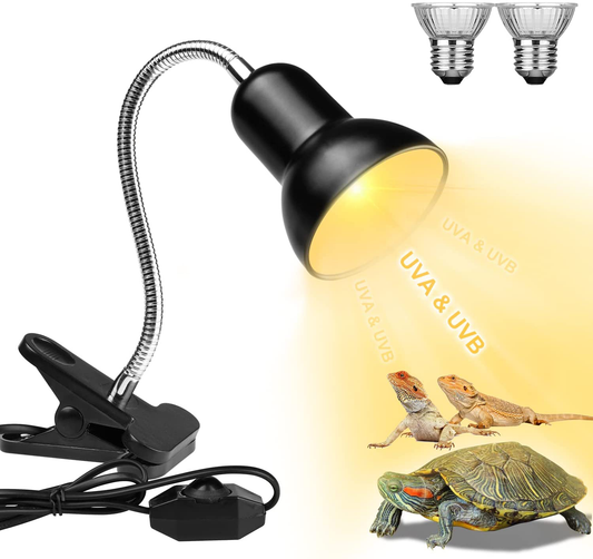 Reptile Heat Lamps, Turtle Lamp UVA/UVB Turtle Aquarium Tank Heating Lamps with Clamp, 360° Rotatable Basking Lamp for Lizard Turtle Snake Aquarium Aquatic Plants with 2 Heat Bulbs (E27,110V) Animals & Pet Supplies > Pet Supplies > Reptile & Amphibian Supplies > Reptile & Amphibian Habitat Heating & Lighting Dallfoll Lamp  