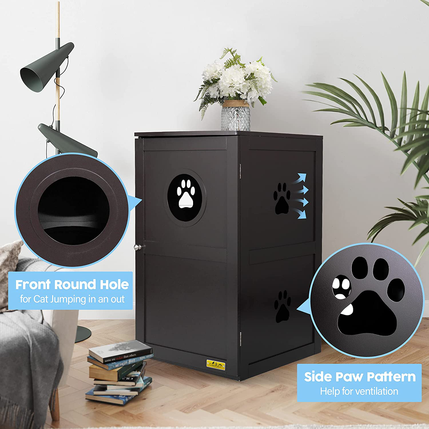 COZIWOW Enclosed Litter Box Enclosure Furniture Hidden Was