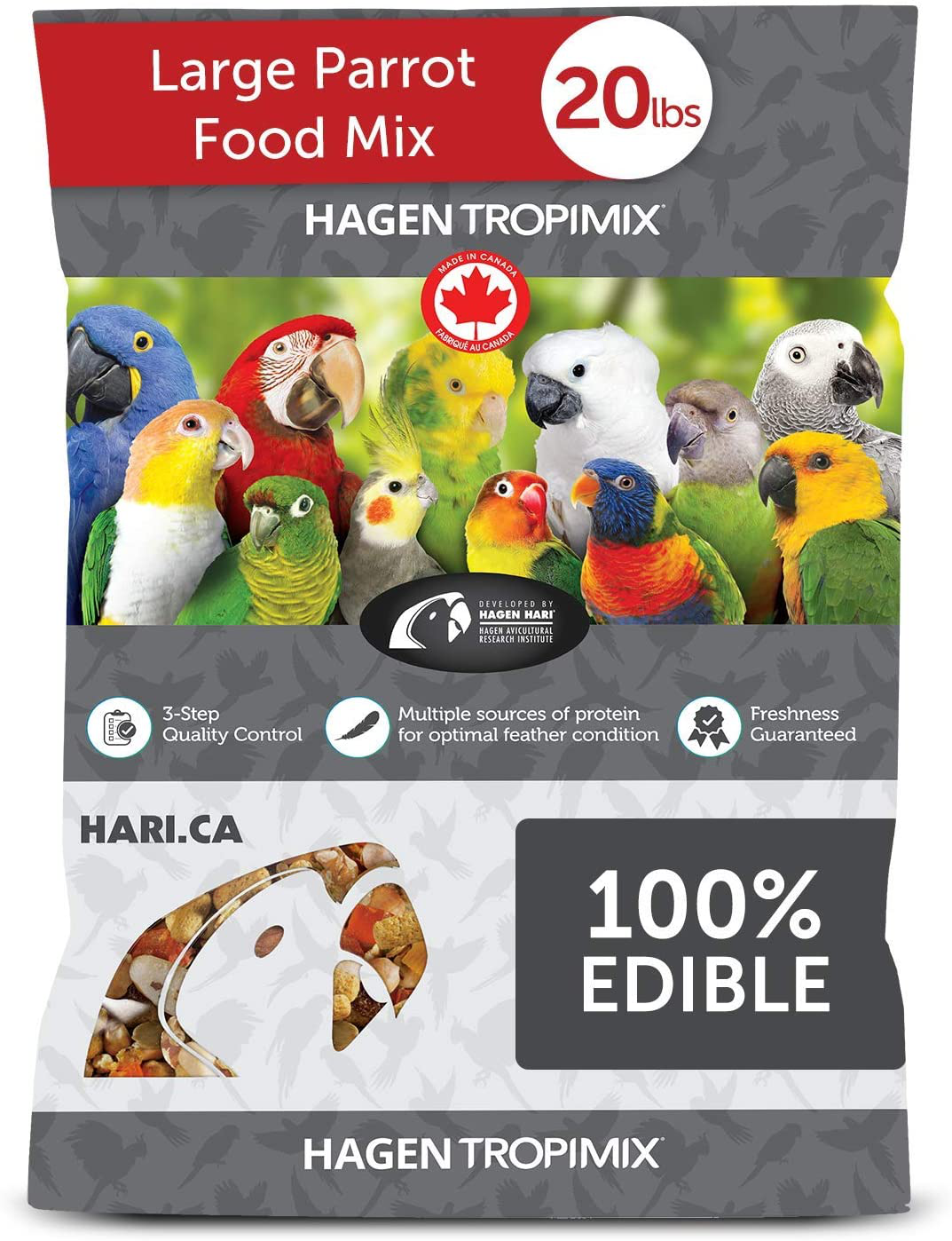 Hagen Tropimix Bird Food, HARI Large Parrot Food with Seeds, Fruit, Nuts, Vegetables, Grains, and Legumes, Enrichment Food Animals & Pet Supplies > Pet Supplies > Bird Supplies > Bird Treats Hari 20 Pound (Pack of 1)  