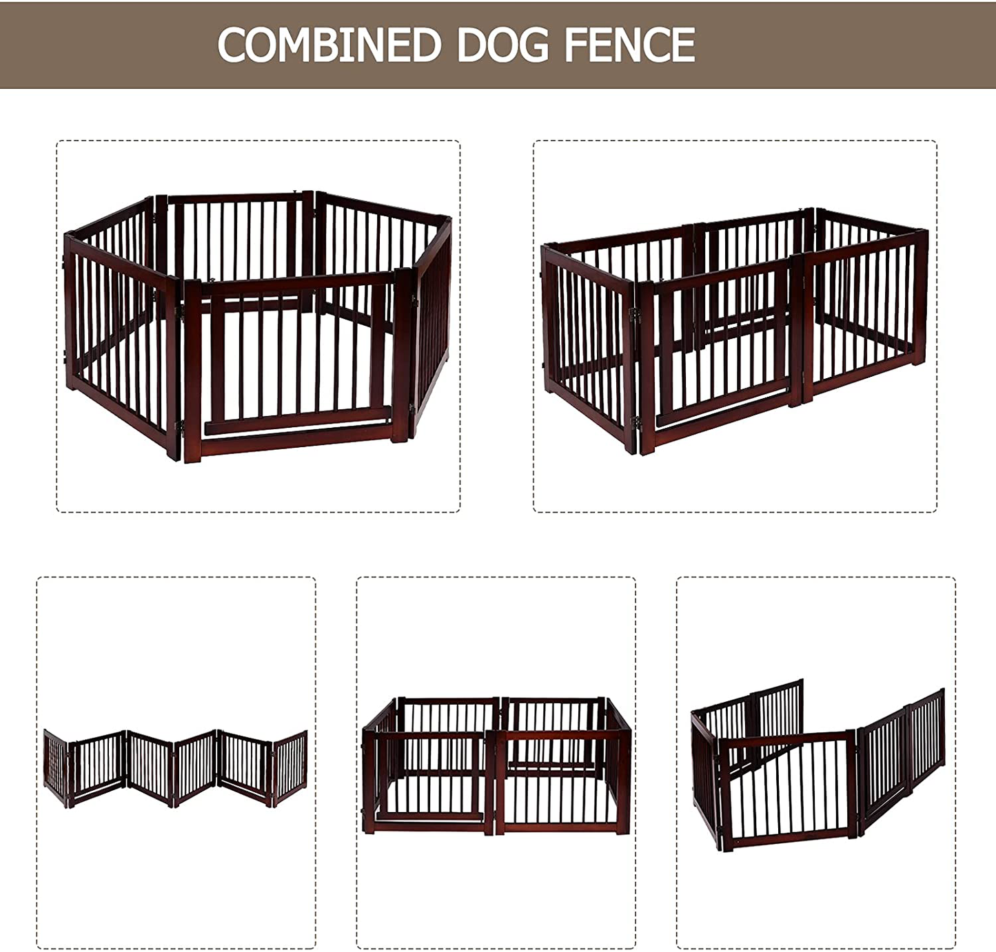 PETSITE Freestanding Pet Gate with Door, 3 Panel 81 in Extra Wide Dog Gates Fence Indoor for House, Stairs, Doorways