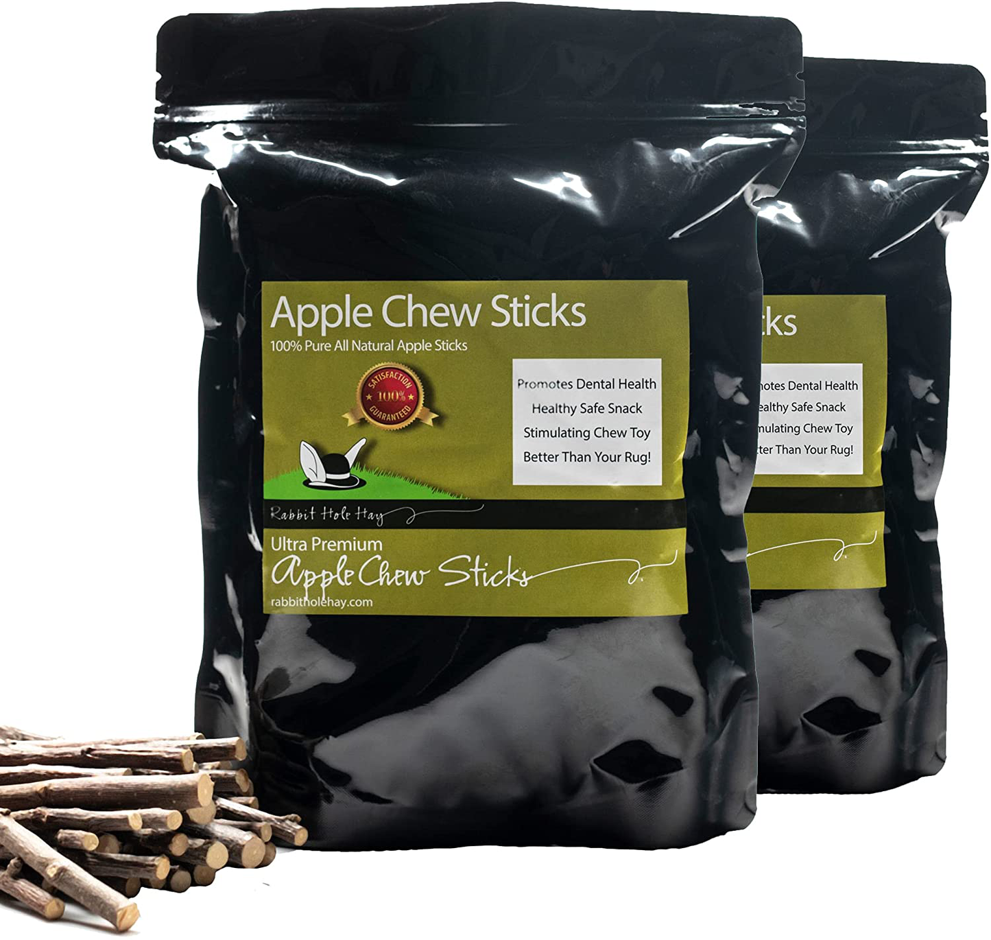 Rabbit Hole Hay Ultra Premium, All Natural Apple Chew Sticks for Your Small Pet Rabbit, Chinchilla, or Guinea Pig
