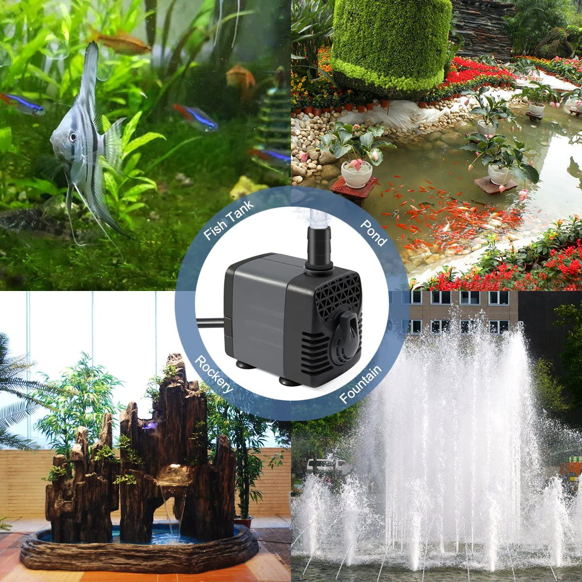 Ankway Upgraded Submersible Water Pump Humanized Rotation Switch with 2 Nozzles for Pond Aquarium Fish Tank Fountain Inline, with 5.9Ft (1.8M) Power Cord Animals & Pet Supplies > Pet Supplies > Fish Supplies > Aquarium & Pond Tubing Ankway   