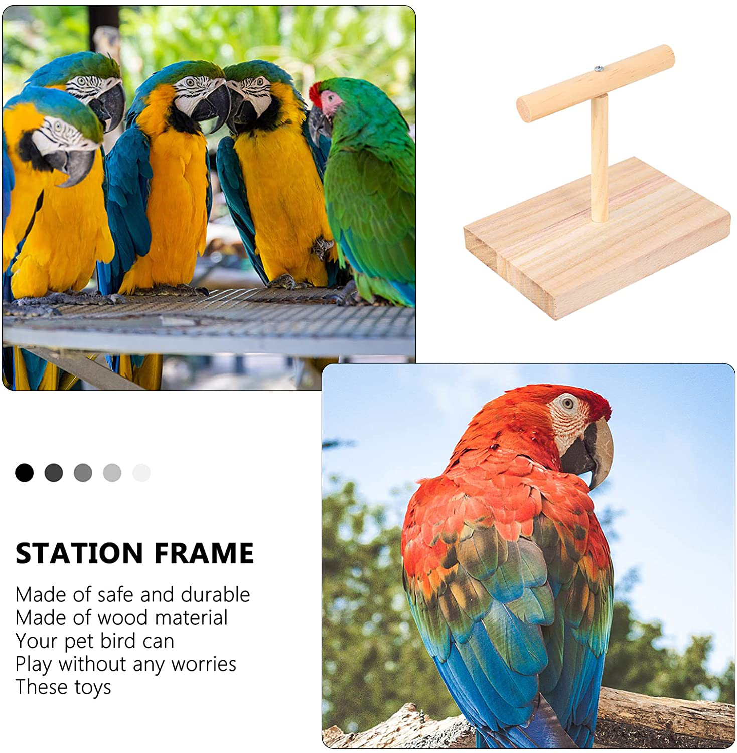 STOBOK 1Pc Bird Training Stand, Wooden Parrot Training T Stand Perch Bird Cage Stand Playstand Playgound Play Gym for Concures Parakeets Lovebirds Cockatiels Animals & Pet Supplies > Pet Supplies > Bird Supplies > Bird Gyms & Playstands STOBOK   