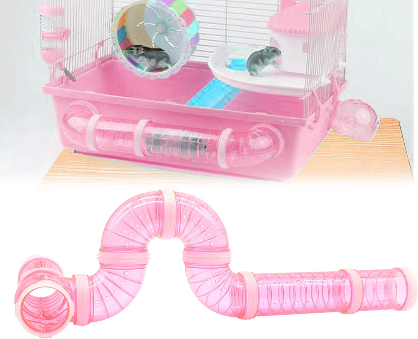 Hamster Tube Set, Transparent Curved Pipe Pet Cage Tunnel DIY Creative Connection Tunnel Excercise Toy for Mouse Hamster Rat and Other Small Animals Animals & Pet Supplies > Pet Supplies > Small Animal Supplies > Small Animal Habitat Accessories Tirifer   