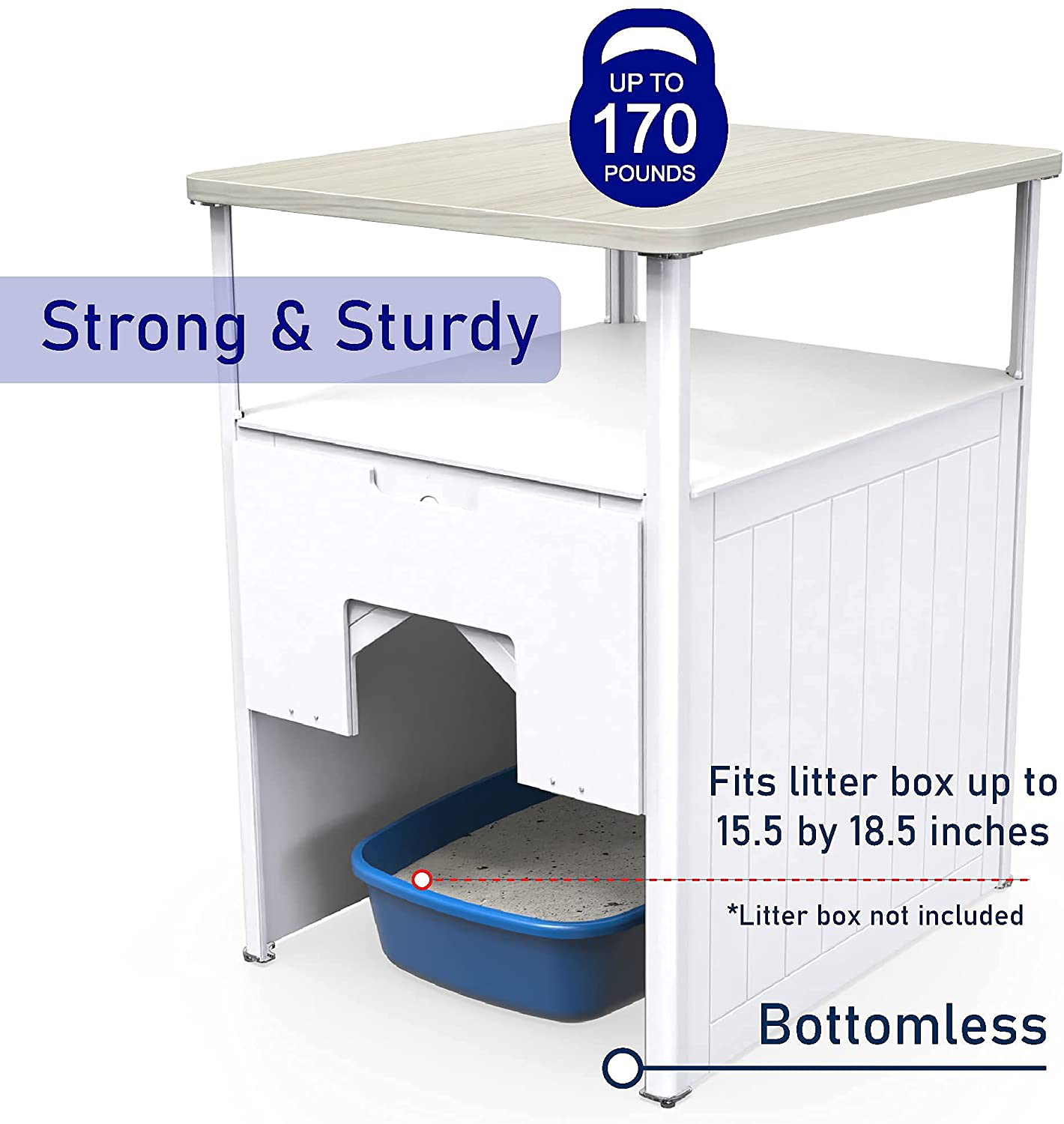 Palram Max Cat Litter Box Nightstand Enclosure Tall Litter Box