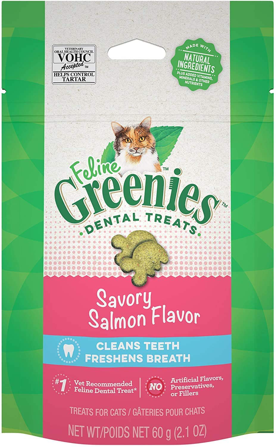 Greenies (4 Pack) Feline Dental Cat Treat Variety Bundle 4 Flavors - 2.1Oz Each Bag, (1) Tempting Tuna, (1) Savory Salmon, (1) Oven Roasted Chicken, and (1) Catnip Flavor 10Ct Pet Wipes Animals & Pet Supplies > Pet Supplies > Cat Supplies > Cat Treats Greenies   