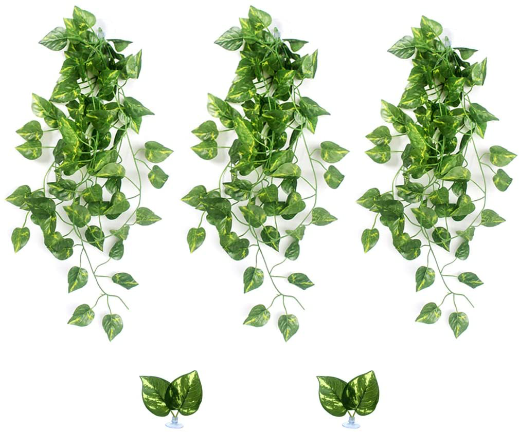 Reptile Silk Plant Leaves with Suction Cups Andwater Licking Leaves Terrarium Habitat Aquarium Amphibian Accessories, (5) (5) (S) (M) Animals & Pet Supplies > Pet Supplies > Reptile & Amphibian Supplies > Reptile & Amphibian Habitat Accessories Qiulogfen Large  