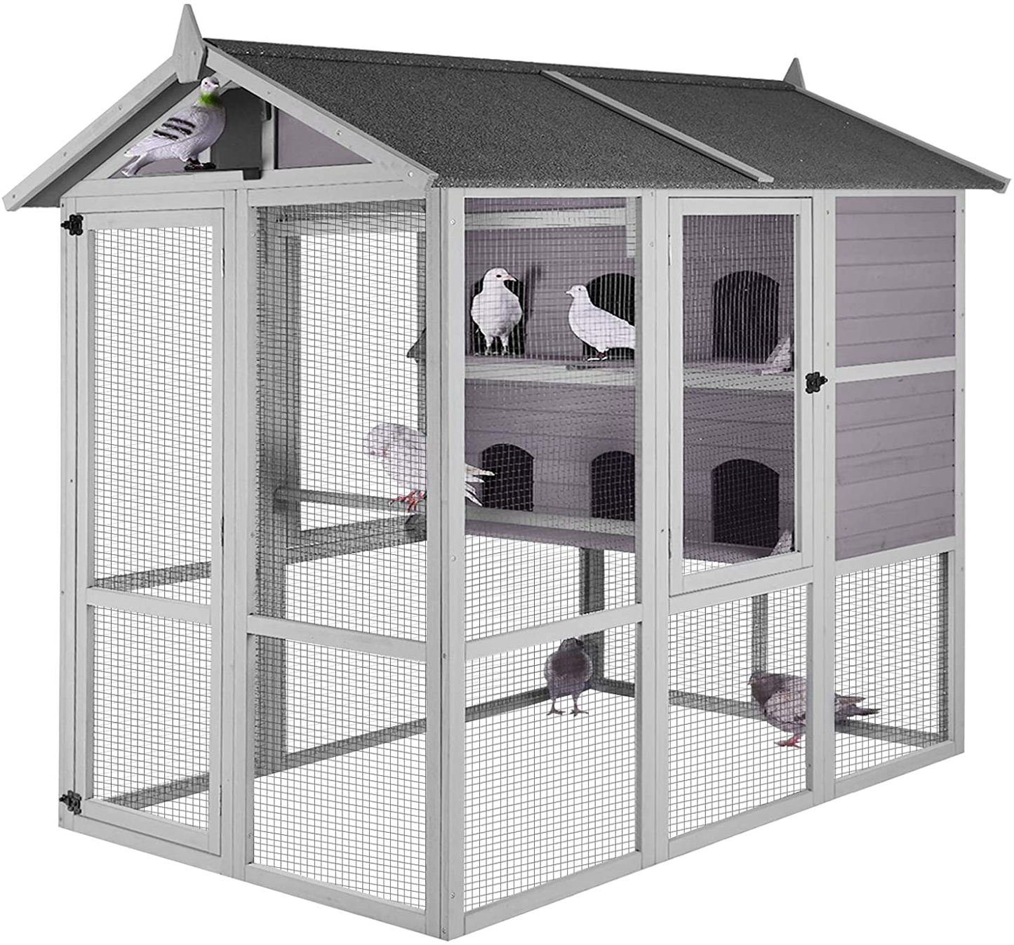 Bird Cage Outdoor 68" Large Pigeon House with Wooden Stand Perch,Covered Roof Dove Cage,Bird Aviary Walk-In Animals & Pet Supplies > Pet Supplies > Bird Supplies > Bird Cages & Stands GUTINNEEN   