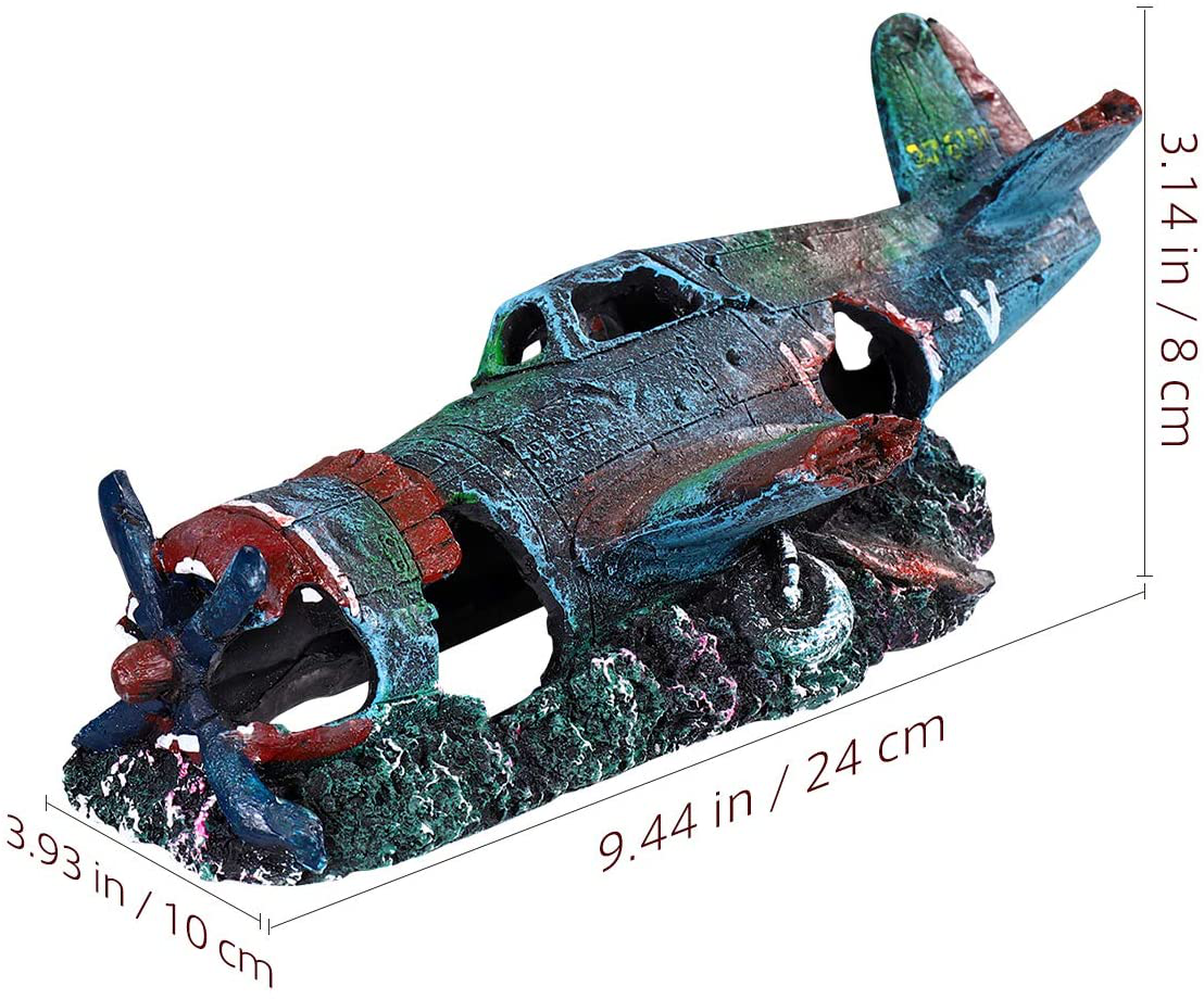 Balacoo Resin Fish Tank Ornament Fighter Plane Aquarium Decoration Cave Hideout Habitat Military Wreck Military Thunderbolt for Fish Tank Aquarium S Animals & Pet Supplies > Pet Supplies > Fish Supplies > Aquarium Decor balacoo   