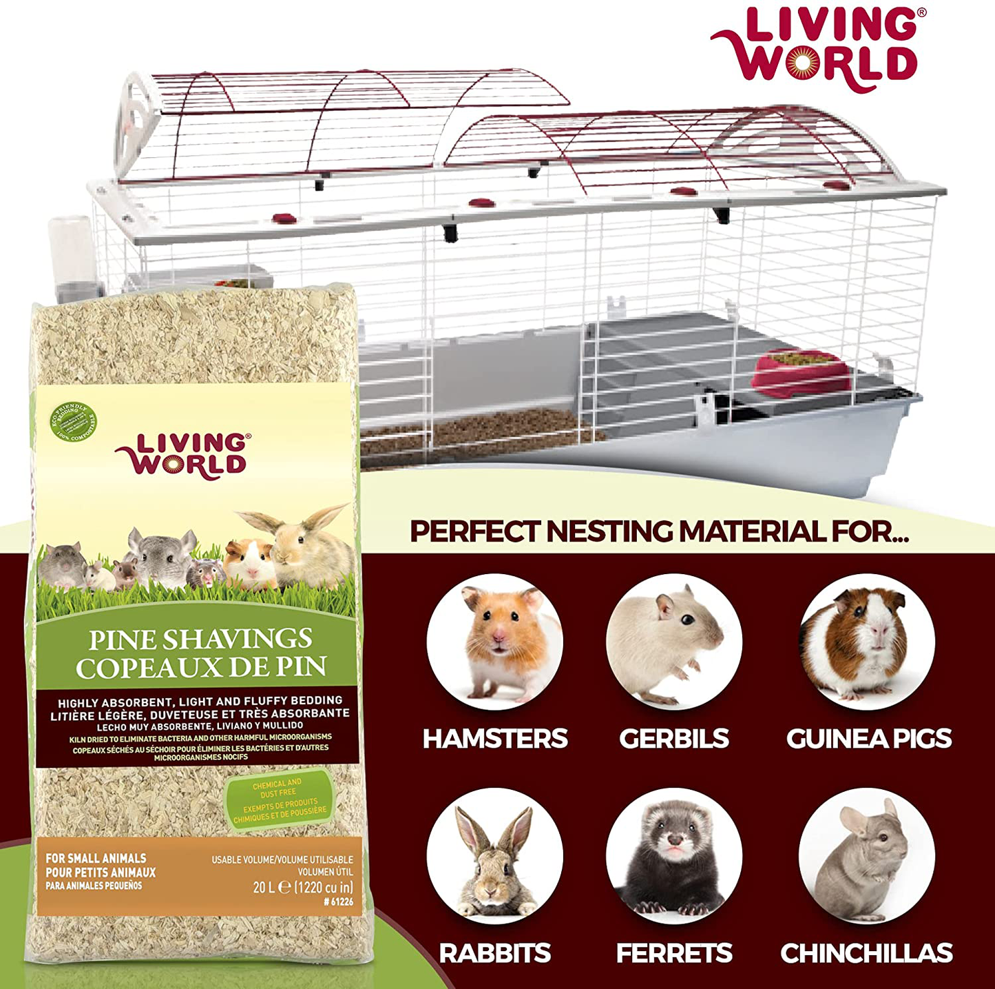 Living World Pine Shavings, 1220-Cubic Inch Animals & Pet Supplies > Pet Supplies > Small Animal Supplies > Small Animal Bedding Living World   