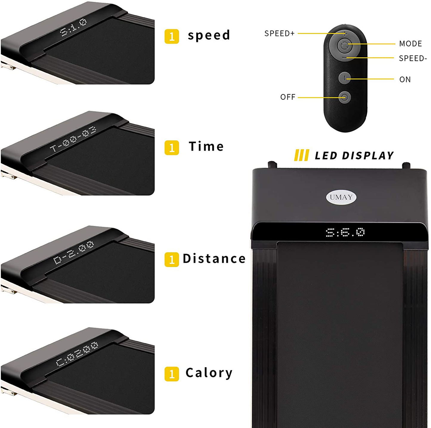 UMAY Portable Treadmill with Foldable Wheels under Desk Walking Pad F KOL PET