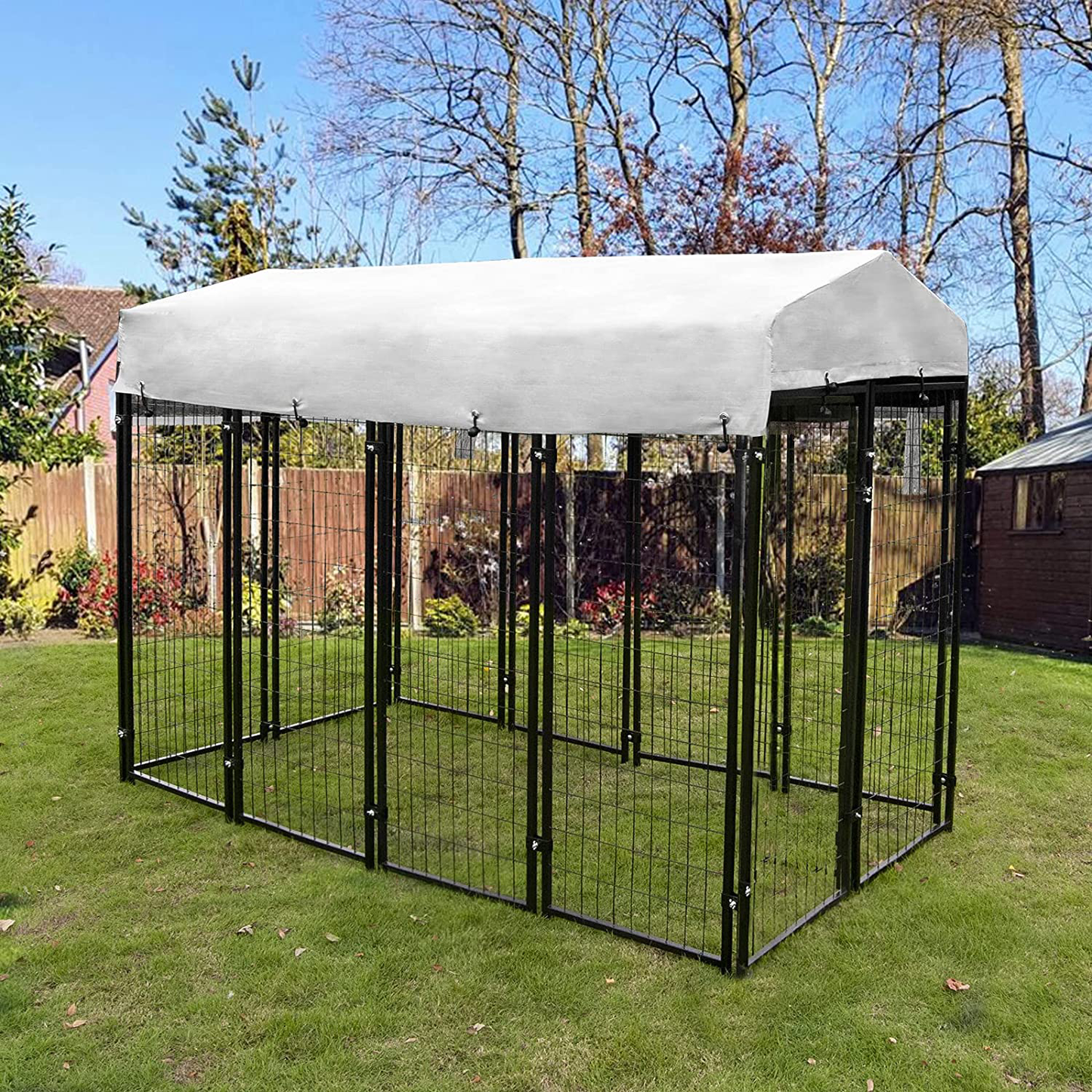 Polar Aurora Dog Playpen House Heavy Duty Large Outdoor Dog Kennel Galvanized Steel Fence with Uv-Resistant Oxford Cloth Roof & Secure Lock