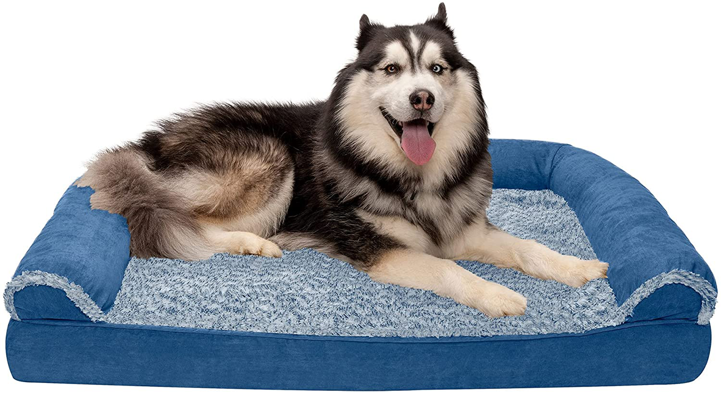CALM-N-COMFY Orthopedic Pet Beds - Sofa and Mattress Tonal Faux Fur and Suede Orthopedic Dog Beds with Removable Washable Cover for Dogs and Cats - Multiple Colors and Sizes Animals & Pet Supplies > Pet Supplies > Dog Supplies > Dog Beds CALM-N-COMFY   