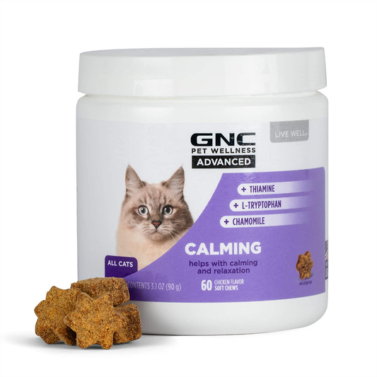 GNC Pets ADVANCED Cat Supplements, Cat Soft Chews, Supplements for Cat Health - Cat Chews for Calming, Joint Health, Hairball, Immune Support- Cat Vitamins, Cat Treats, GNC Cat Chew, Cat Medicine