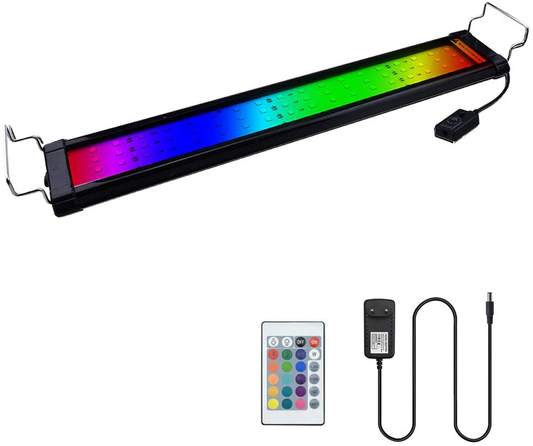 Lustaled Dimmable RGB LED Aquarium Hood Light 8W Color Changing LED Fish Tank Light with Extendable Bracket and Remote Control for Saltwater Freshwater Plants Marine Spectrum Lighting Animals & Pet Supplies > Pet Supplies > Fish Supplies > Aquarium Lighting Lustaled   