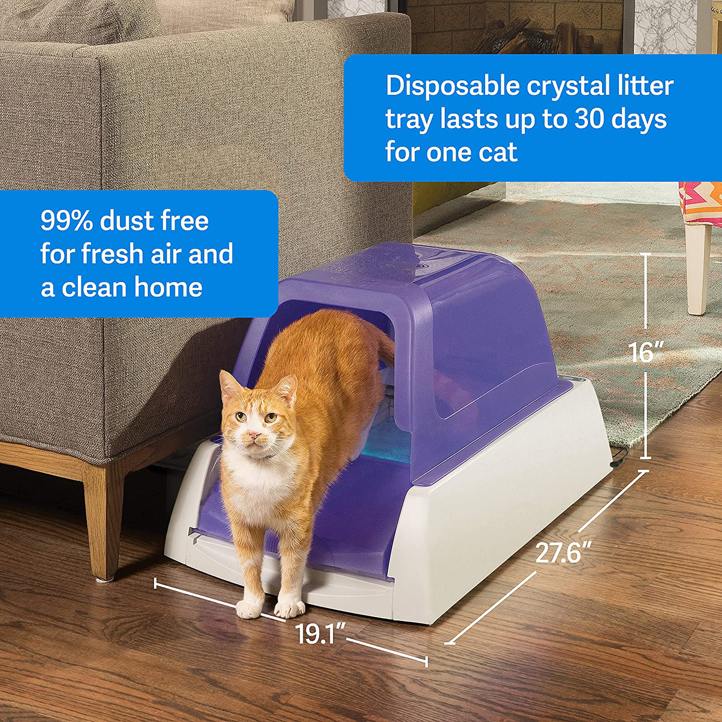 Petsafe Scoopfree Original Automatic Self-Cleaning Cat Litter Boxes - Purple or Taupe - Ultra with Health Counter - Includes Disposable Litter Tray with 4.5 Lb Premium Blue Crystal Cat Litter